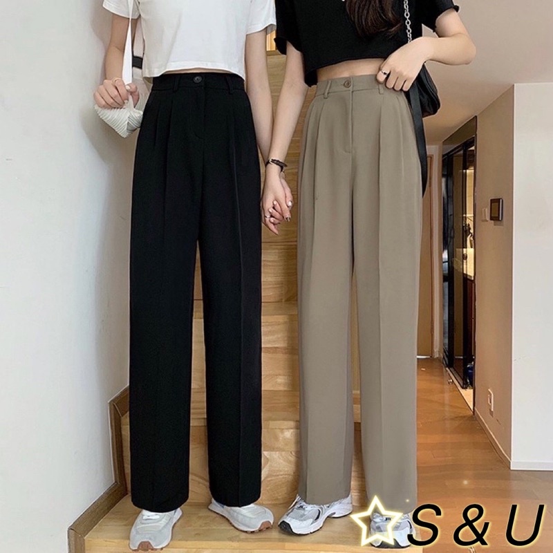 S & U Suit pants high waist slimming elastic waist vertical leg