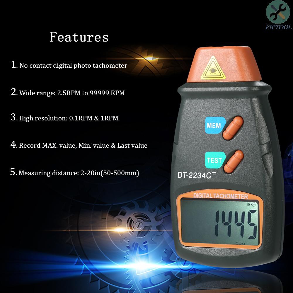 Handheld Digital Photo Tachometer Laser NonContact Tach Range 2.5RPM99,999RPM LCD Display