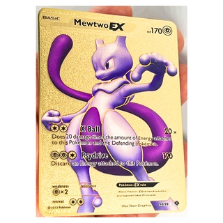 Pokemon 27 Styles New Mewtwo GX MEGA Spanish Gold Metal Card Super Game  Collection Anime Cards Toys For Children Christmas Gift