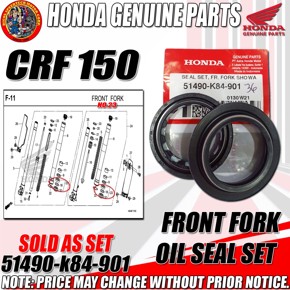 CRF 150 FRONT FORK OIL SEAL (HPI) (GENUINE 51490K84901) Shopee