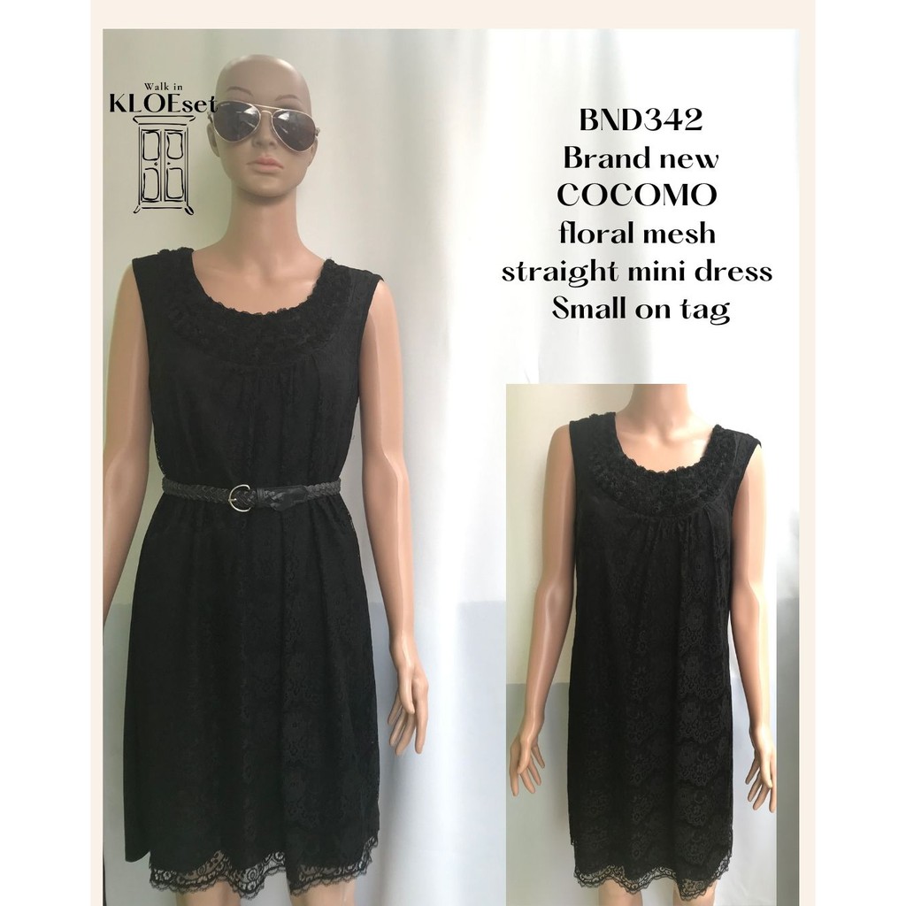 COCOMO black floral mesh straight mini dress (BND342) | Shopee Philippines