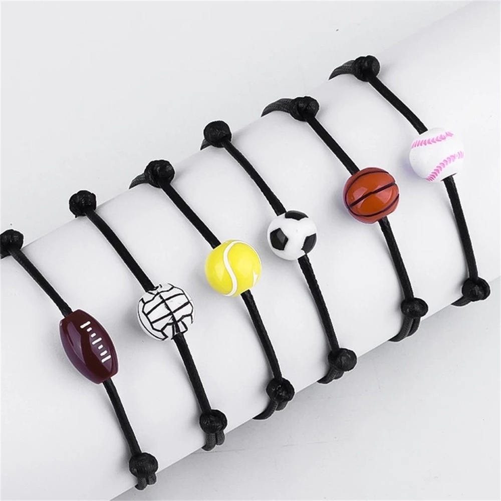 12Pcs 11mm Basketball Charm Bracelets Sports Beads Bracelet Brown