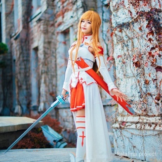 Anime Sword Art Online Asuna Yuuki Cosplay Costume Women SAO Dress Uniform  Asuna Full Set Battle Suit Halloween Outfits Wig