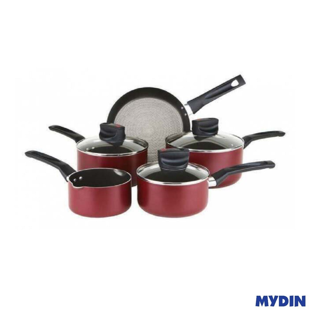 Tefal Prestige SafeCook Aluminium Cookware Set 22086 Red (5 Pcs