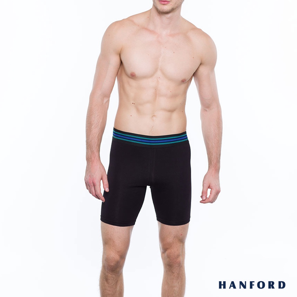 Hanford Athletic Men Cotton w/ Spandex Compression Shorts - Black/Navy ...