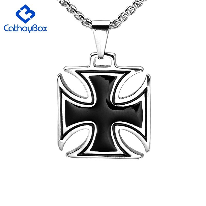 Men Maltese Cross Pendant Necklace Stainless Steel Knights Templar ...