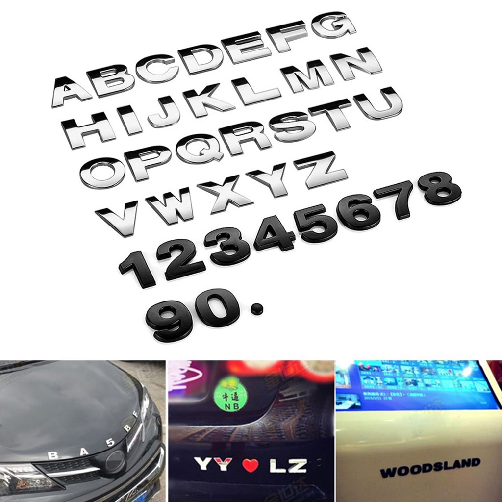 25mm Auto Metal 3D Letters Digital Alphabet Car Sticker Logo | Shopee ...