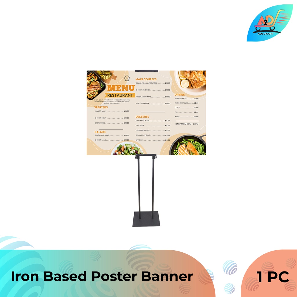 ADS Iron Poster Banner Frame 20cm x 203cm l Advertising l for events l ...