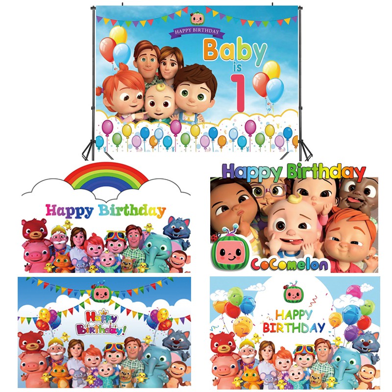 Cocomelon Family Vinyl Backdrop For Kids Baby Shower Birthday Party ...