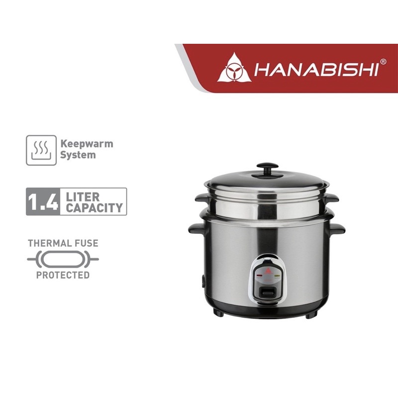 Hanabishi Rice Cooker HHRCCERC in 3 capacities (1.5 Liter, 1.8 Liter, 2.2  Liter) Non-toxic ceramic coating