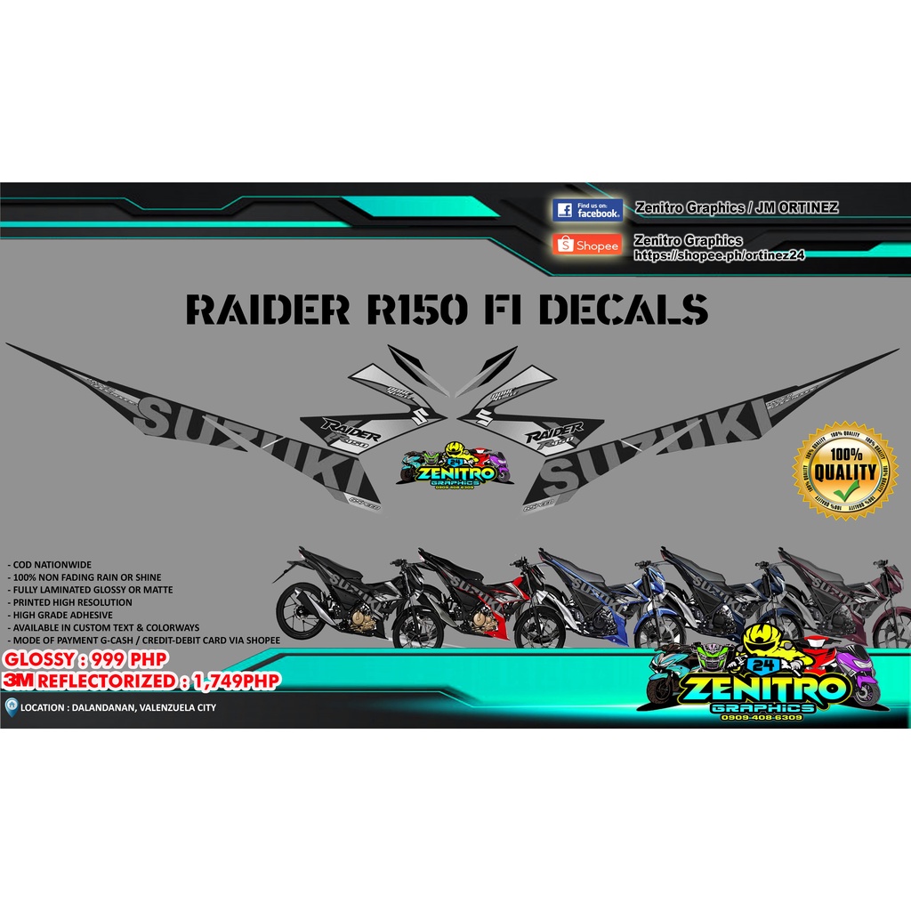 RAIDER R150 SUZUKI DECALS (BLACK) | Shopee Philippines