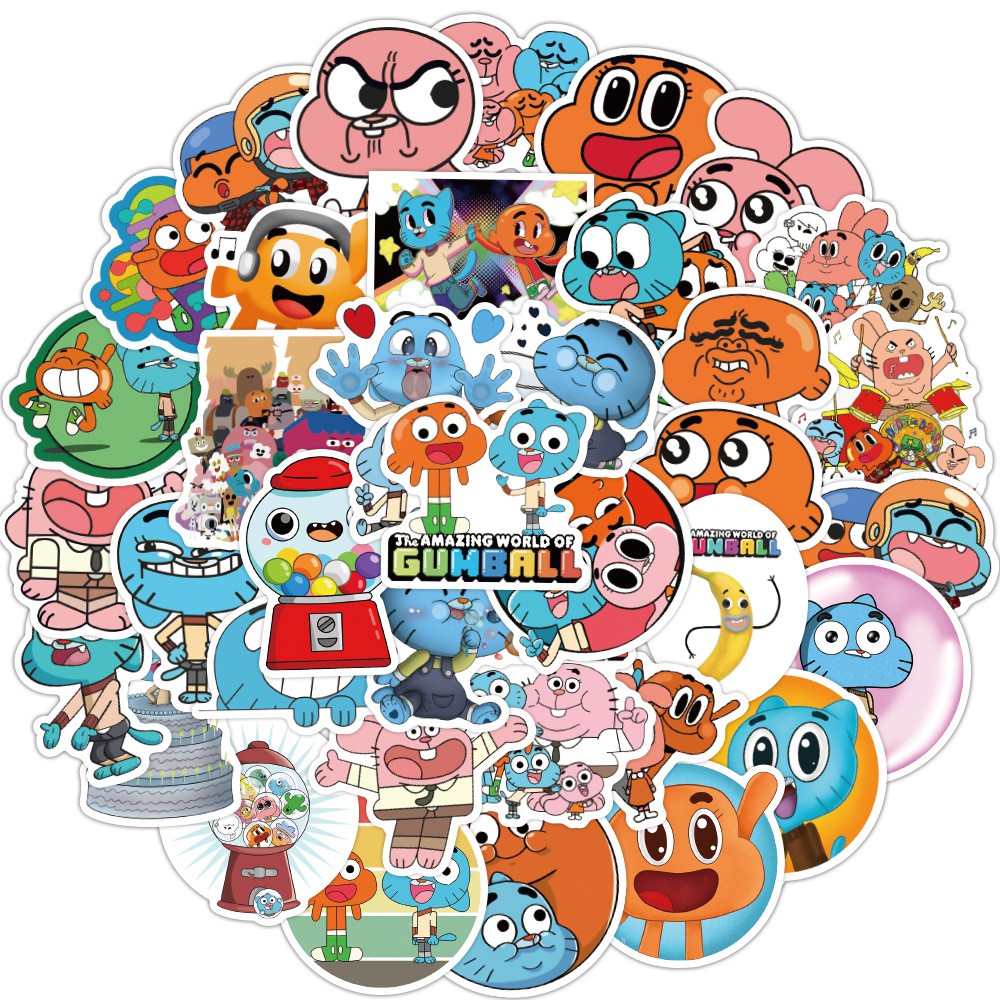 Y&P| 50pcs The Amazing World of Gumball Graffiti Waterproof Stickers ...