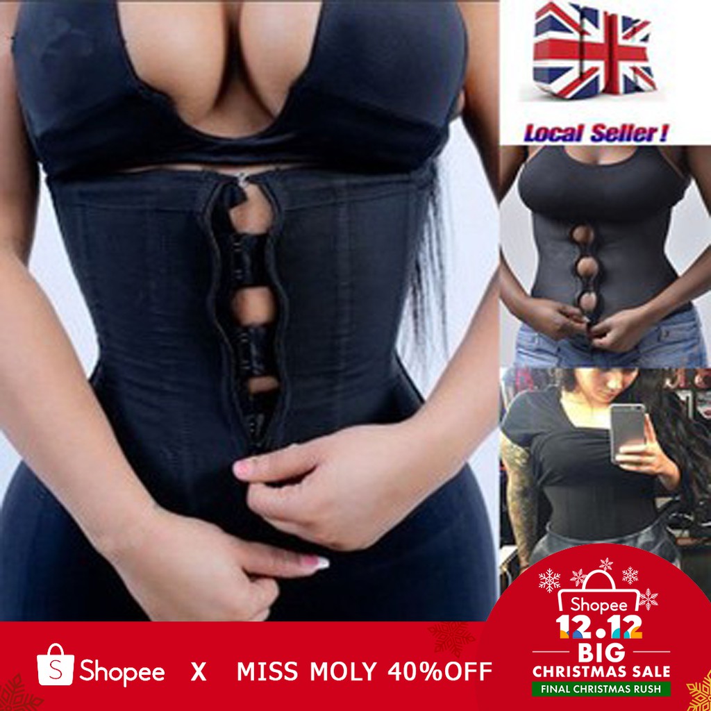 Women's LATEX Waist Trainer Cincher Zipper Corset Body Shaper