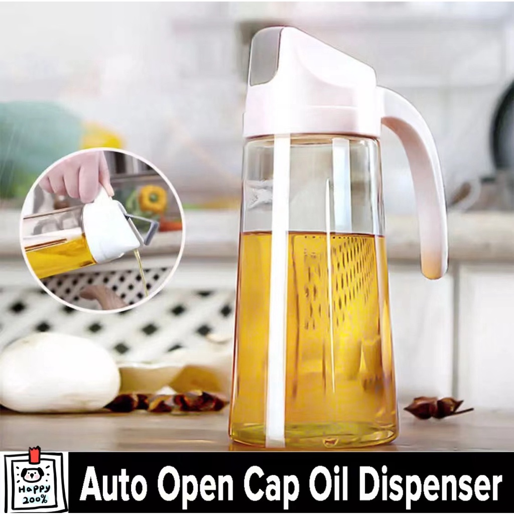 630ml Portable Kitchen Glass Oil Can & Cruet Bottle Oil Dispenser Soy