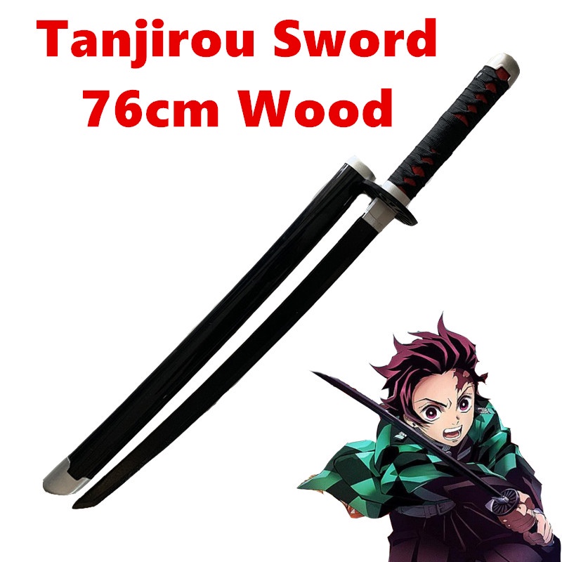 11 Demon Slayer Weapon Kamado Tanjirou Black Sowrd Wood Sword Cosplay