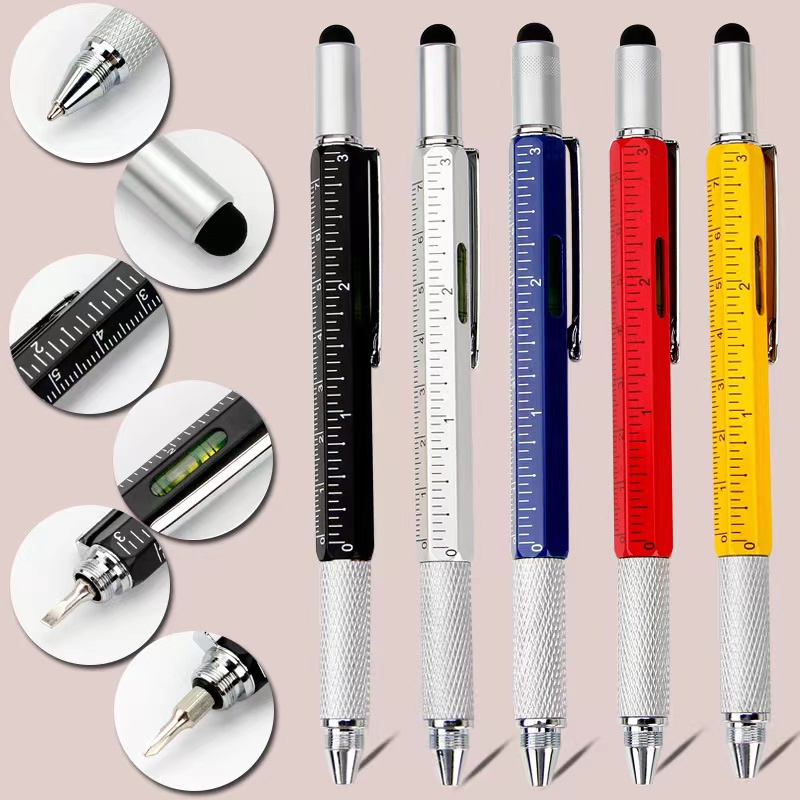 in1 Multifunction Ballpoint Pen With Modern Handheld Tool Measure  Technical Ruler Screwdriver Touch Screen Stylus Spirit Level - Main Image
