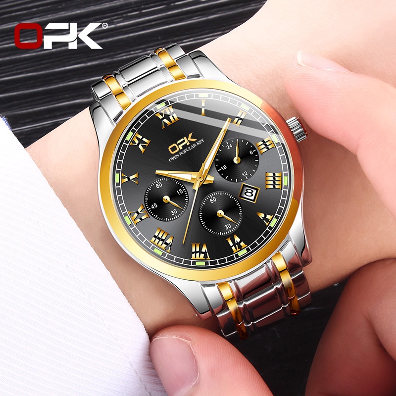 OPK Watch For Men Mens Water proof Original Stainless Luminous Calendar ...