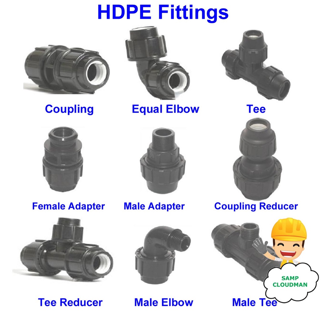 Hdpe Compression Fittings Pe Fitting Elbow Coupling Tee Male Female Adapter Reducer