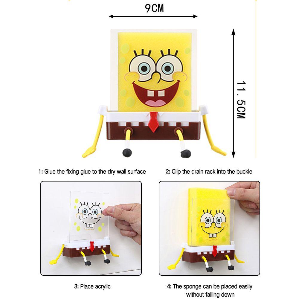 CLEOES Sponge Holder Cute Spongebob Small Strainer Basket with Sponge ...