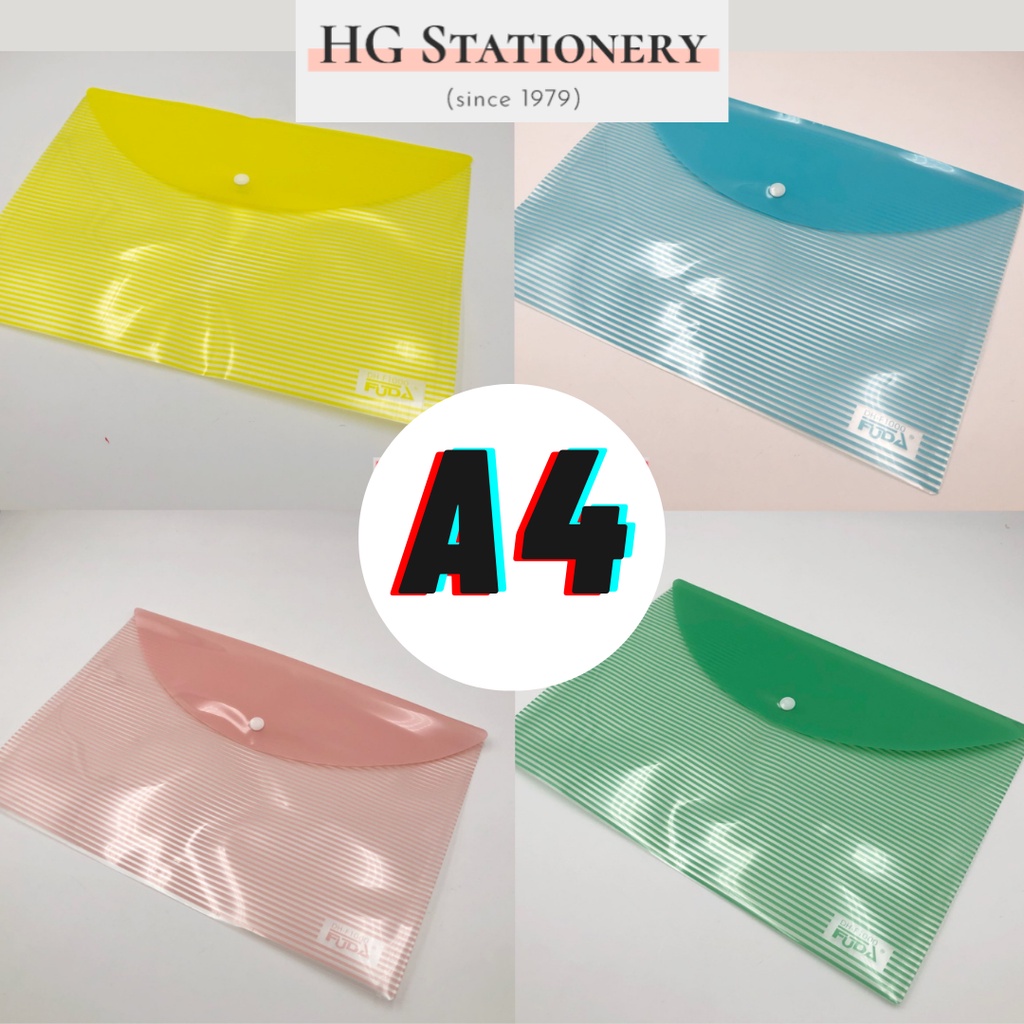 A4 Size Fuda Clear Pastel Document Envelope File Holder Closure ...