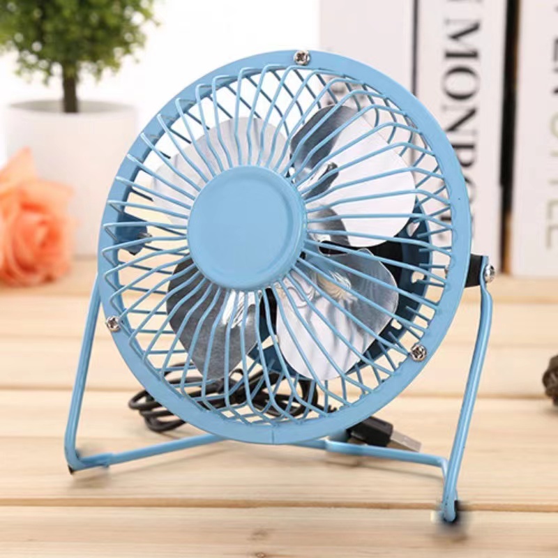 Mini USB Table Desk Personal Fan Metal Design, Quiet Operation 4" USB