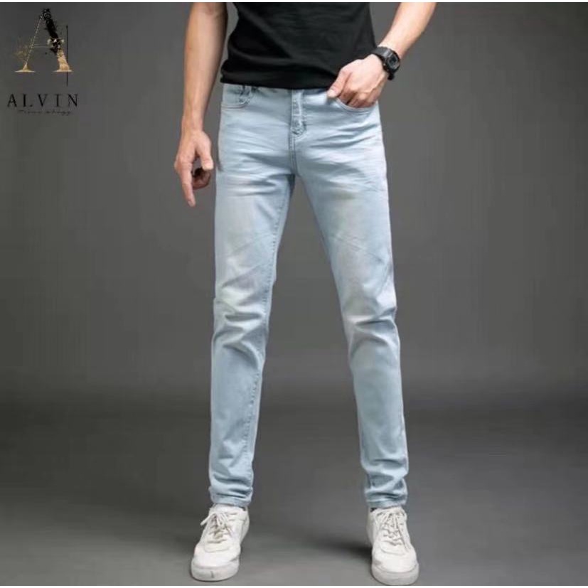 GK# Light blue Jeans For Men Skinny Stretchable Pants | Shopee Philippines