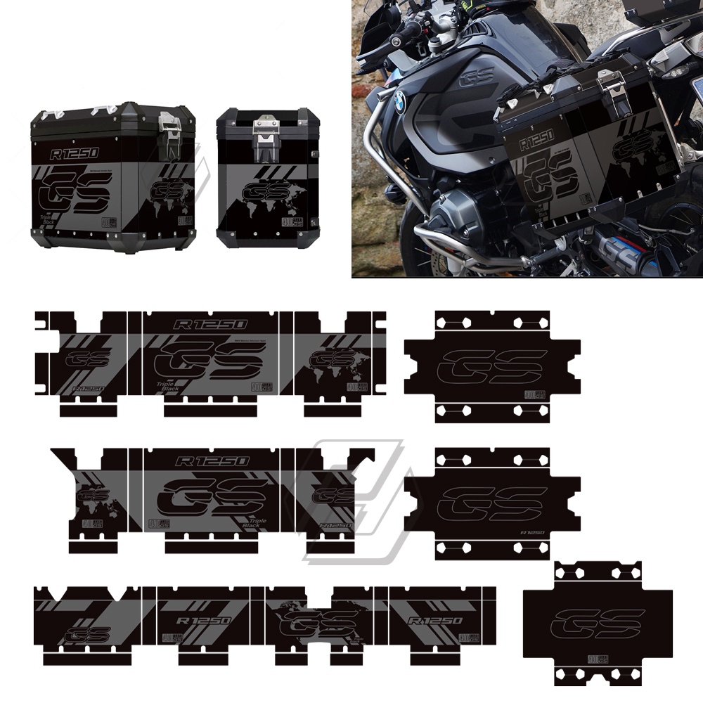 Motorcycle Aluminum Box Sticker For BMW R1250GS Triple Black