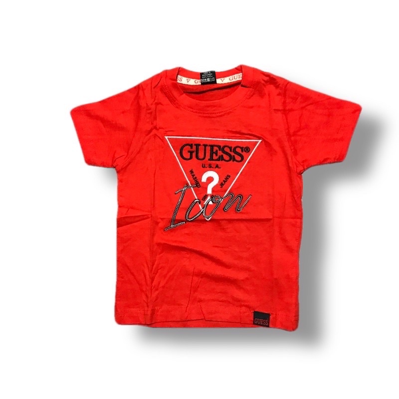 Branded Overruns Guess T Shirt For Kids Cotton Fabric High Quality Embroidered Print