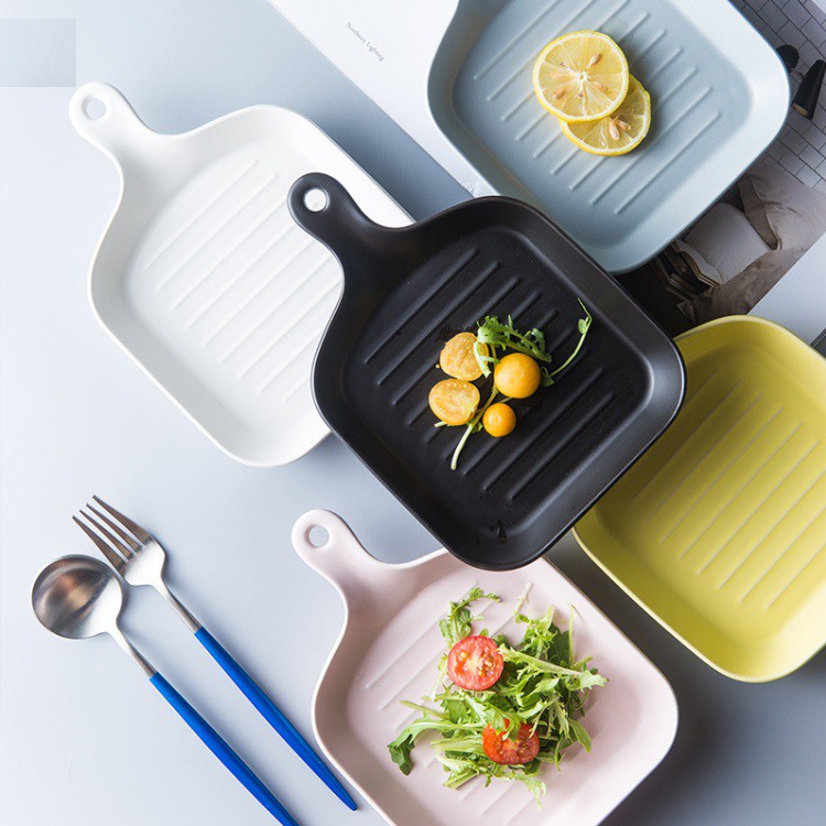 *(SET of 6) HIGH QUALITY Pastel Color Square Ceramic Baking Pan / Plate