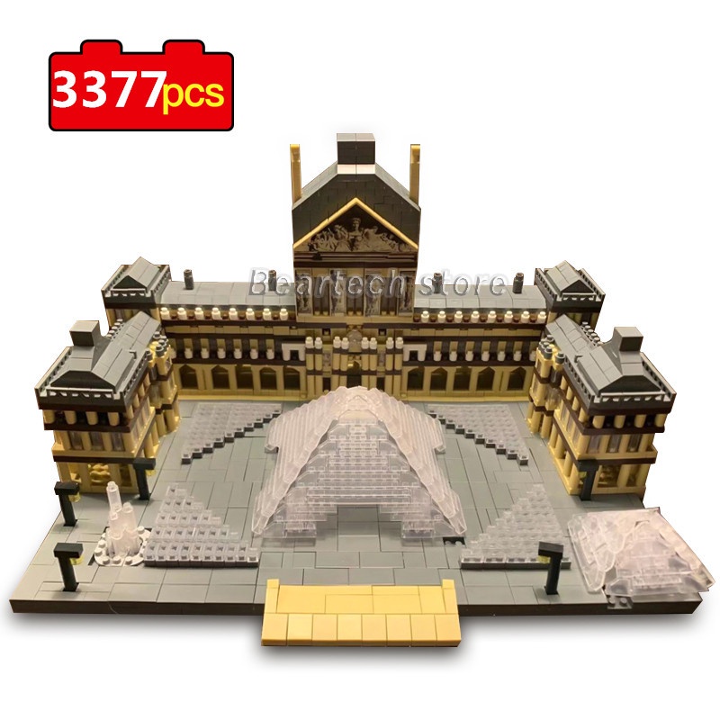 3377pcs Paris Louvre Museum Building Blocks World Architecture Mini Micro Blocks Bricks Toys