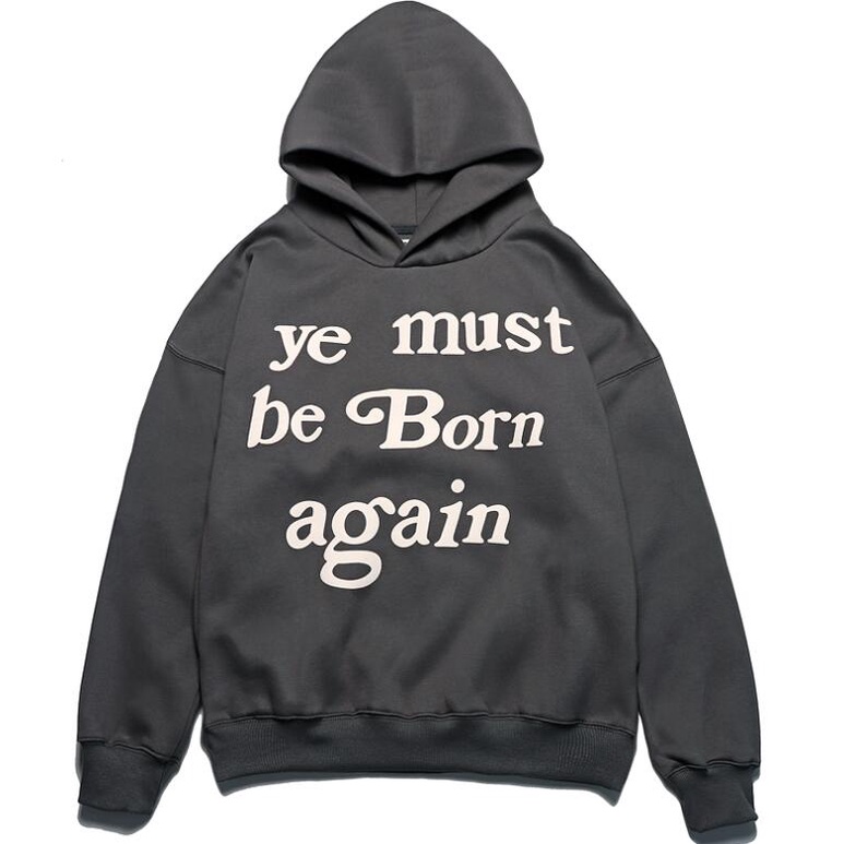 Plus size kanye new letter foam printing cotton loose long-sleeved ...