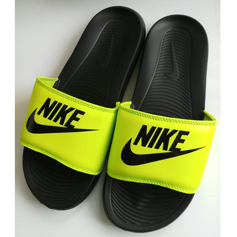 Lime green and discount black nike slides