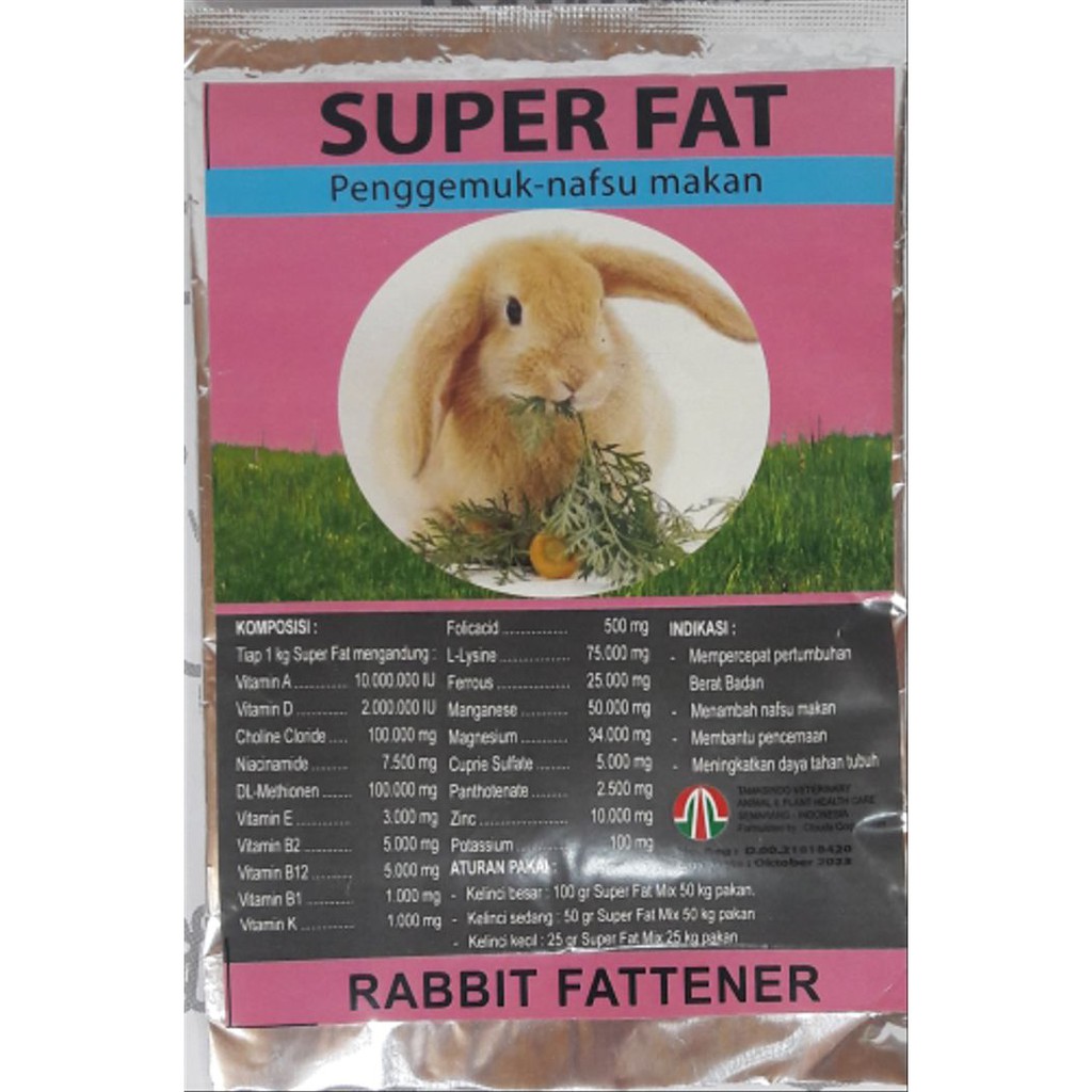 Super Fat Rabbit 100 gr - Rabbit Fattening Medicine - PSI (BOGOR ...
