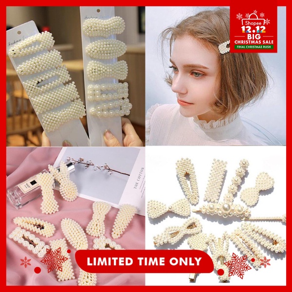 Miss Coco Women Fashion Pearl Geometric Hair Clip | Shopee Philippines