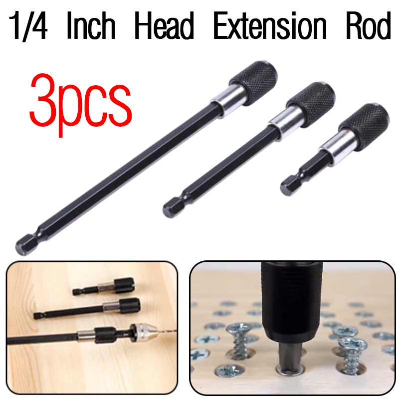 3pcs 60-150mm Hexagonal Electric Drill Extension Rods Quick Release ...