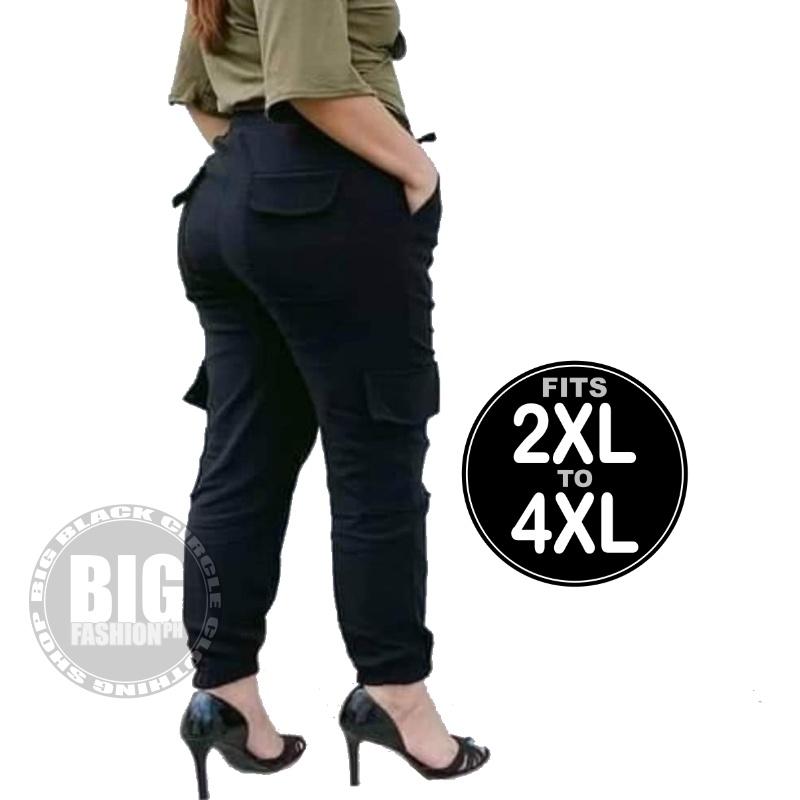 Plus Size Cargo Jogger Pants High Waist Shopee Philippines