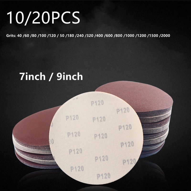 10/20pcs Cirlular 7 inch 9 inch Sandpapers Hook and Loop Sanding Disc