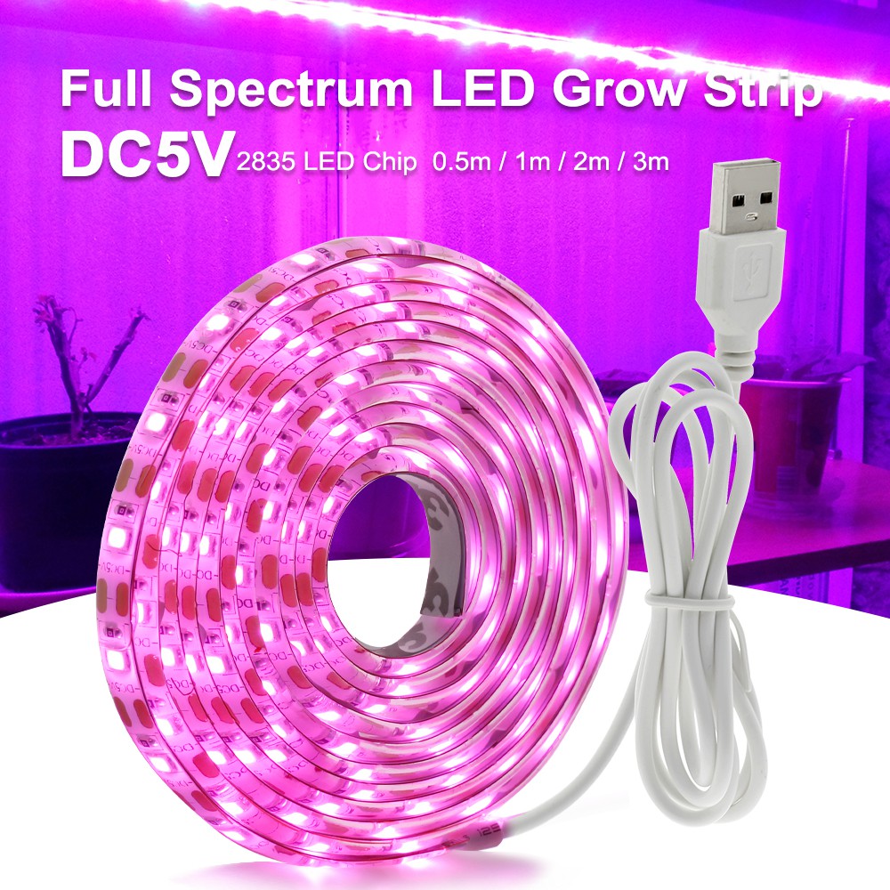 USB LED Strip Grow Light Full Spectrum 2835 Growing Chip 5V USB Power ...