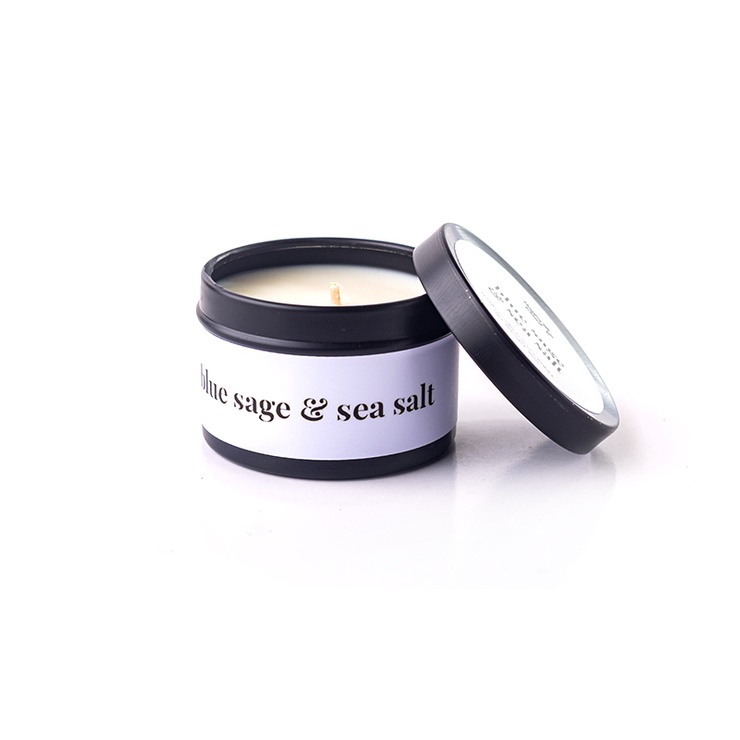 Happy Island Blue Sage and Sea Salt Soy Candle (Travel Tin 2OZ/55G