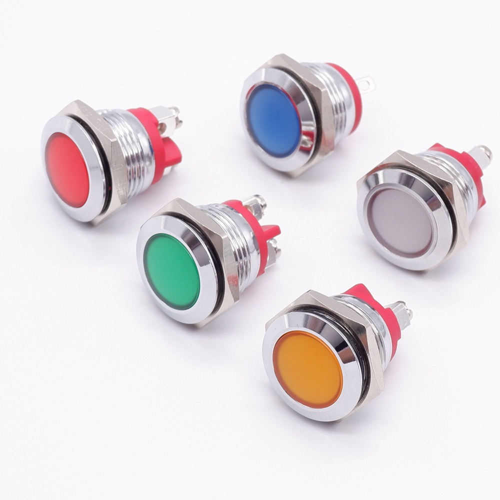 16mm Metal Indicator Light No Wire LED Warning Indicator Round Signal ...