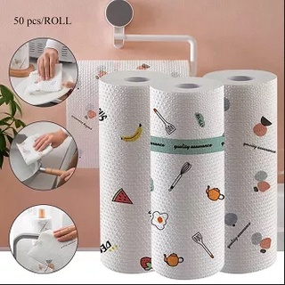 1pc Disposable Kitchen Paper Towel Reusable Lazy Cleaning Cloth, Thickened,  Printed Dishcloth/rack, Dry & Wet Dual-use