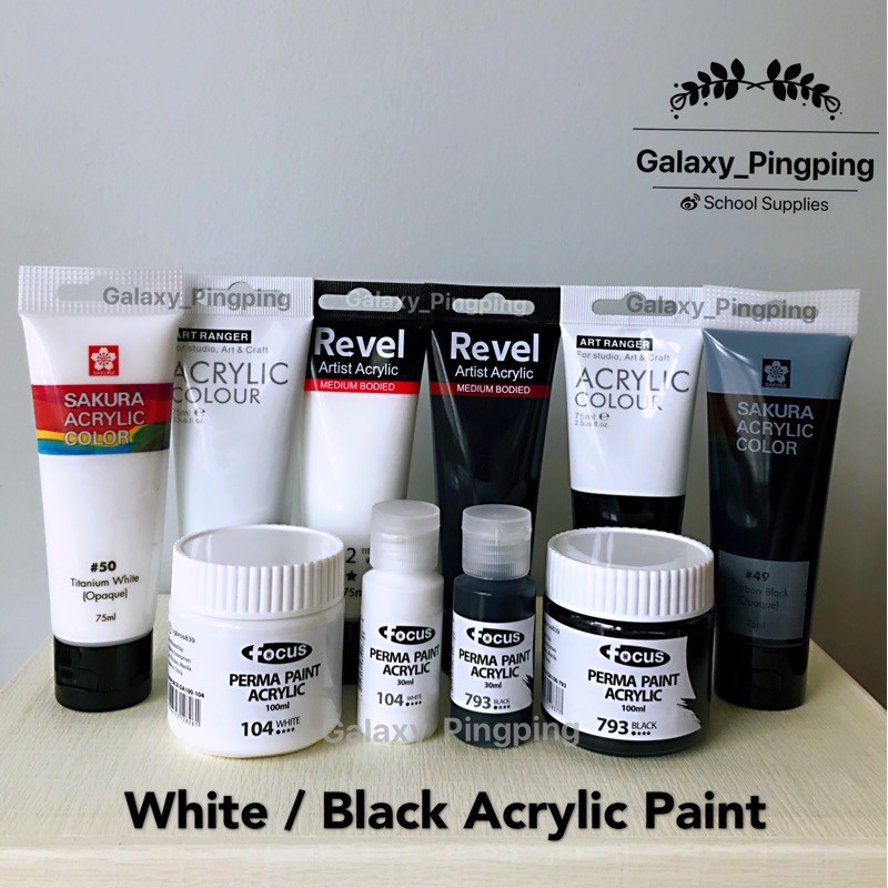 Acrylic paint white / black 30ml and 100ml