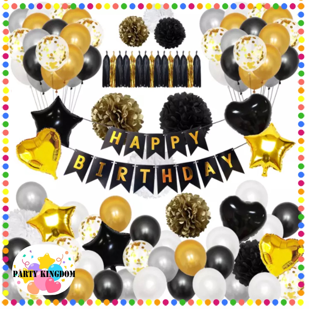 Black and Gold Surprise 60th Birthday Party Decorations 