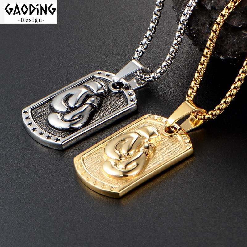 Men's Square Pendant Necklace European and American Style Simple Punk ...