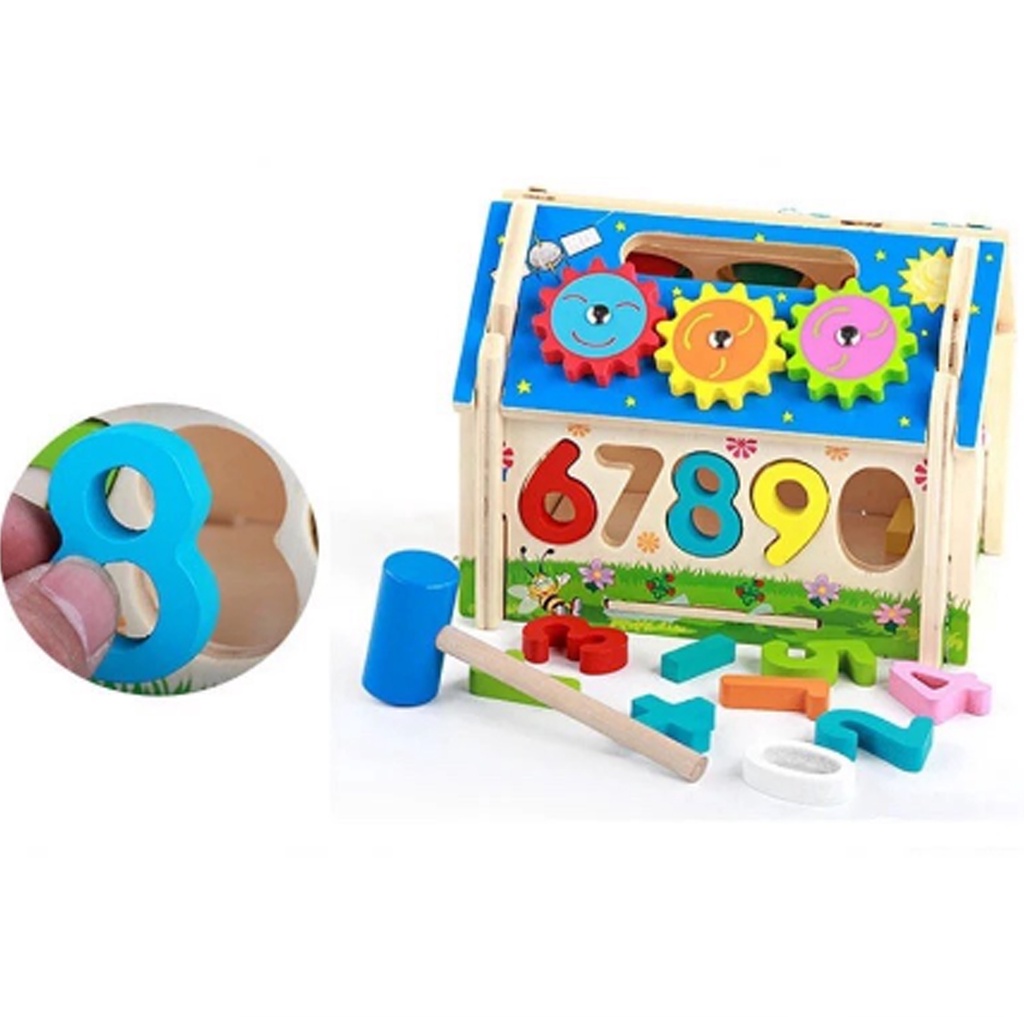 Wooden Multi-functional Intelligent House Early Learning Toy ...