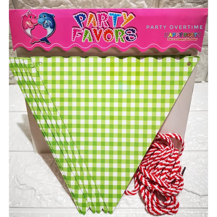 10 pcs Checkered design Triangle Party Flags Banner Banderitas Birthday ...