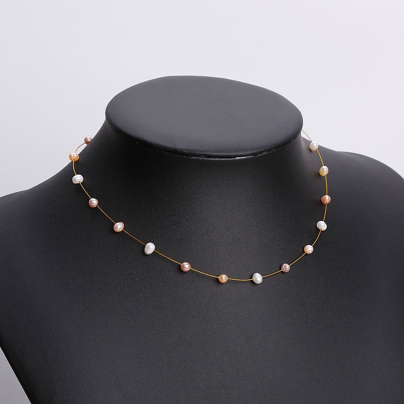 Pearl Necklace For Women 45cm 18K Gold Plated Brass Pendant With White Crystal Heart Pattern