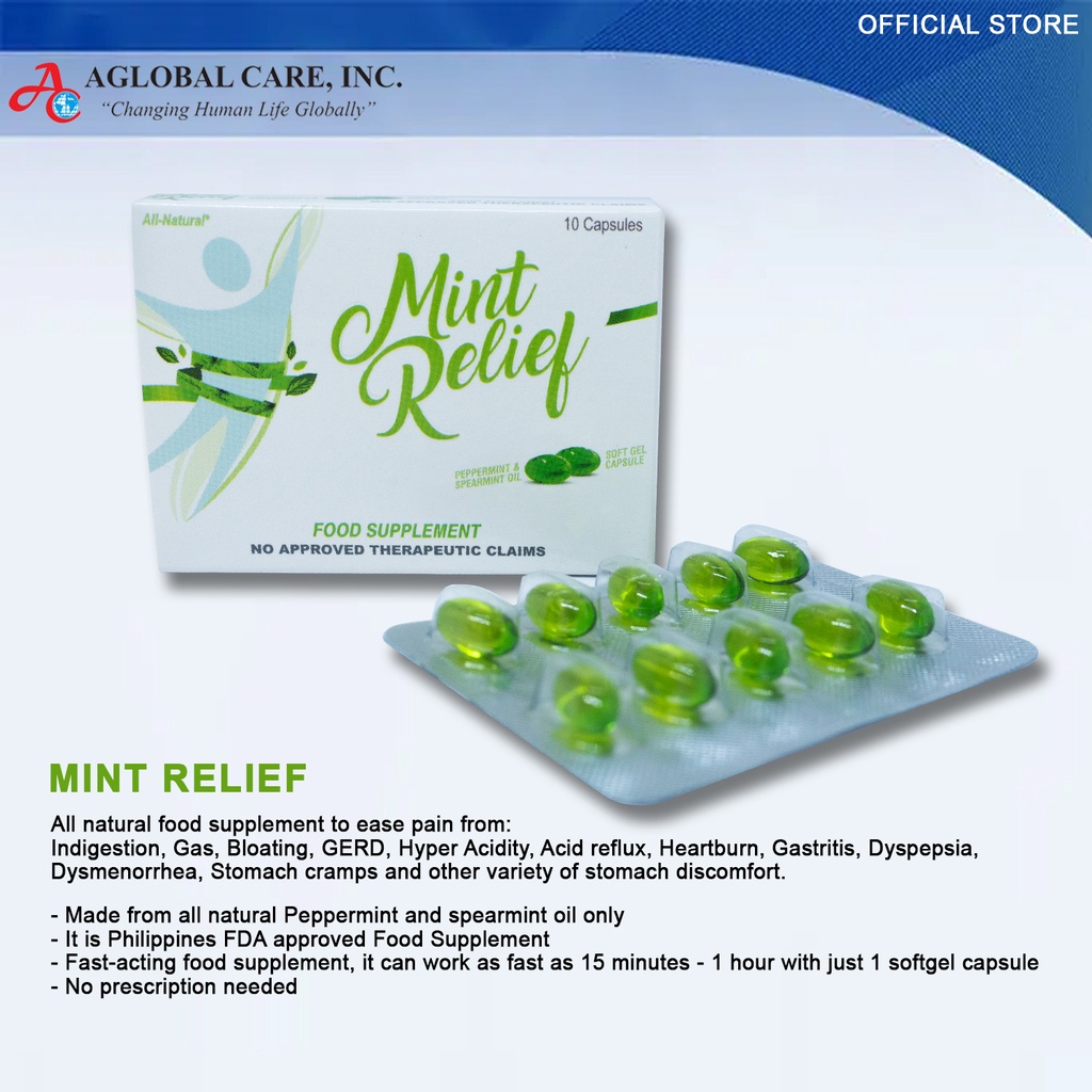 Mint Relief All Natural and Quick for Hyper Acidity, Bloating Gastritis Shopee Philippines
