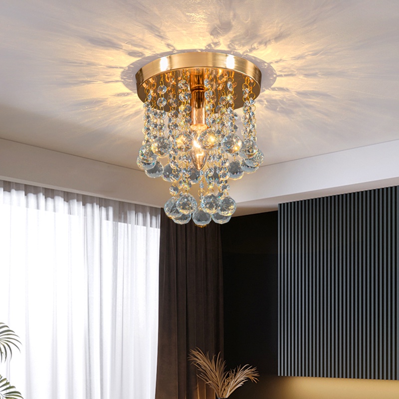 Chandelier CrystalPendan Golden Round Corridor Living Room Decoration ...