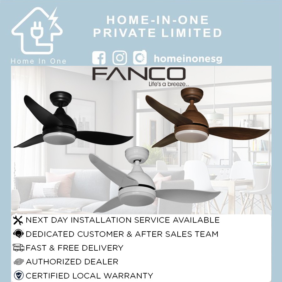 FANCO B-STAR DC MOTOR CEILING FAN 3 TONE LED LIGHT KIT REMOTE CONTROL F ...